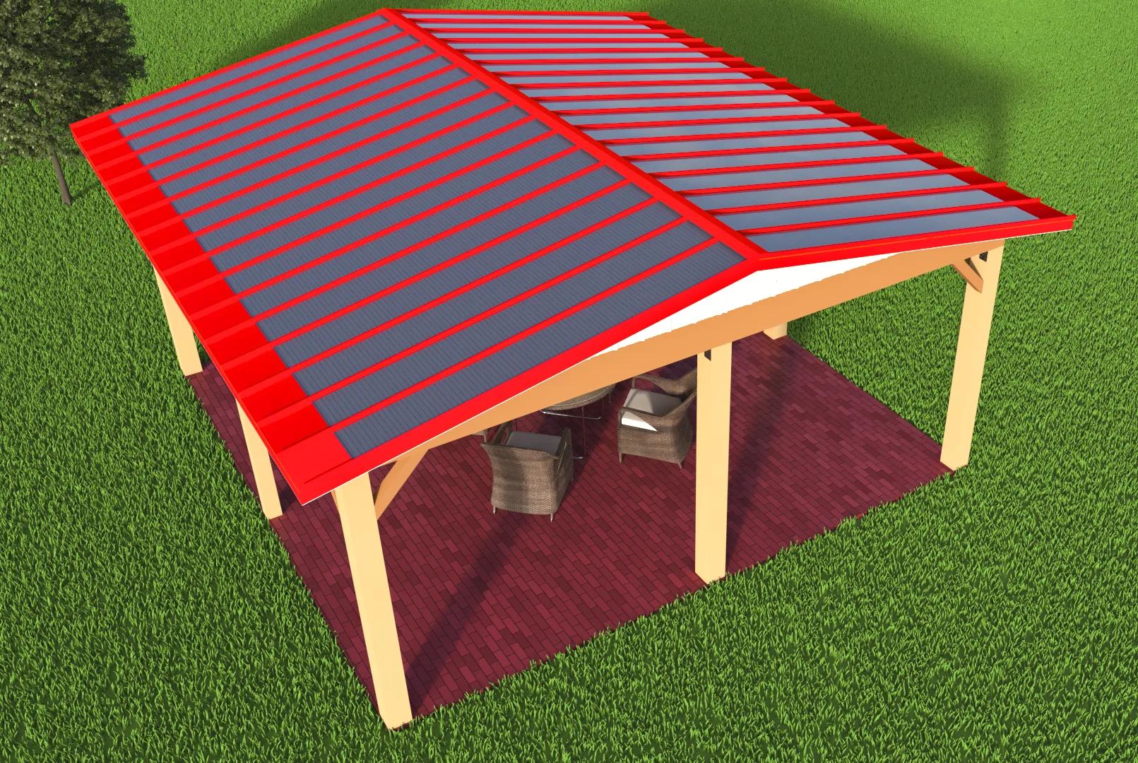 Solar panels mounted on a standing seam metal roof